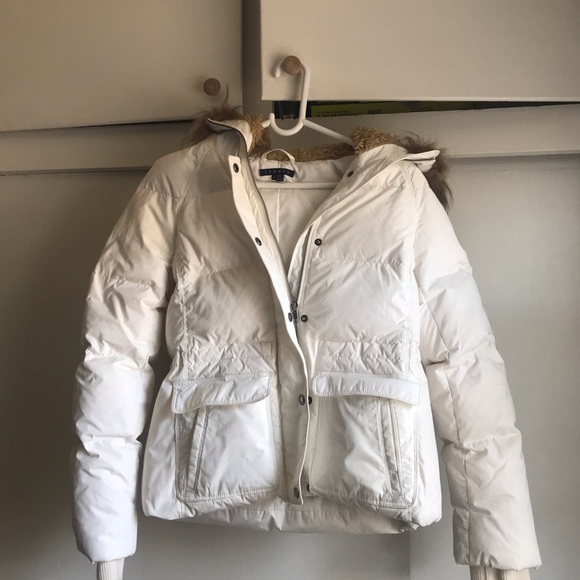 Theory Womens Puffer And Fox Fur Zip Up Winter Snow Coat Jacket - Picture 1 of 11